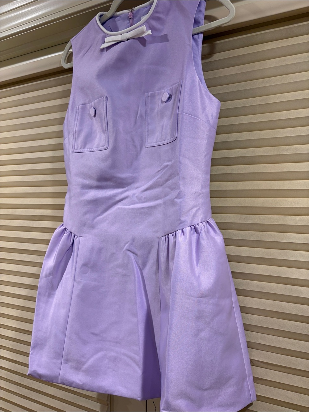 NWOT Self-Portrait Lavender Bow-Trim Sleeveless Mini Dress, Size US 4/6 - Picture 8 of 16